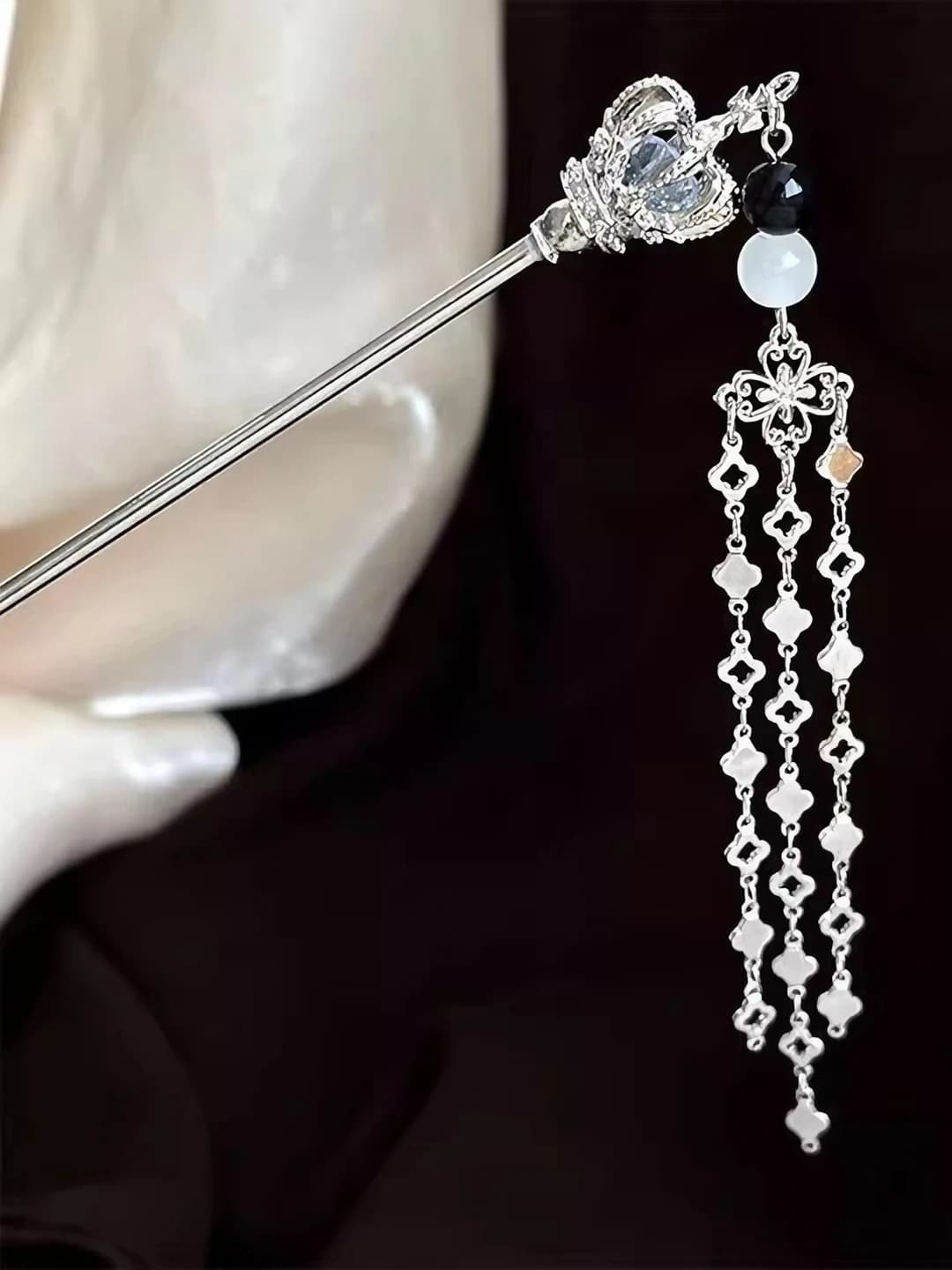 13# Silver cane hair pin ~18 cm