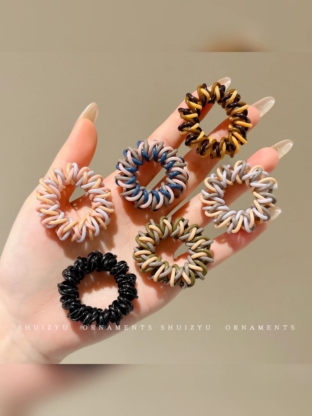 Seamless stretch hair tie in telephone wire style for women, Korean style, high elasticity