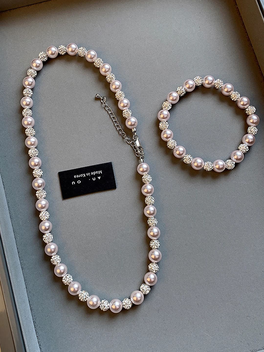 Women's 5A zircon and pearl mother-of-pearl necklace, Korean style