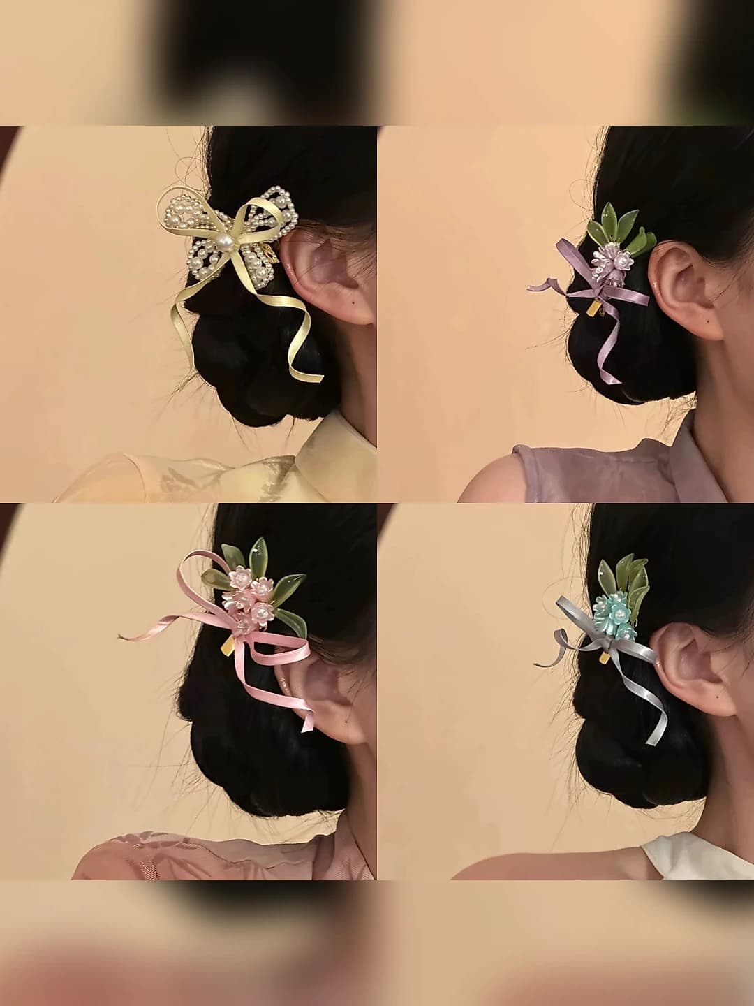Women's sweet style hair clip with bow and flower design
