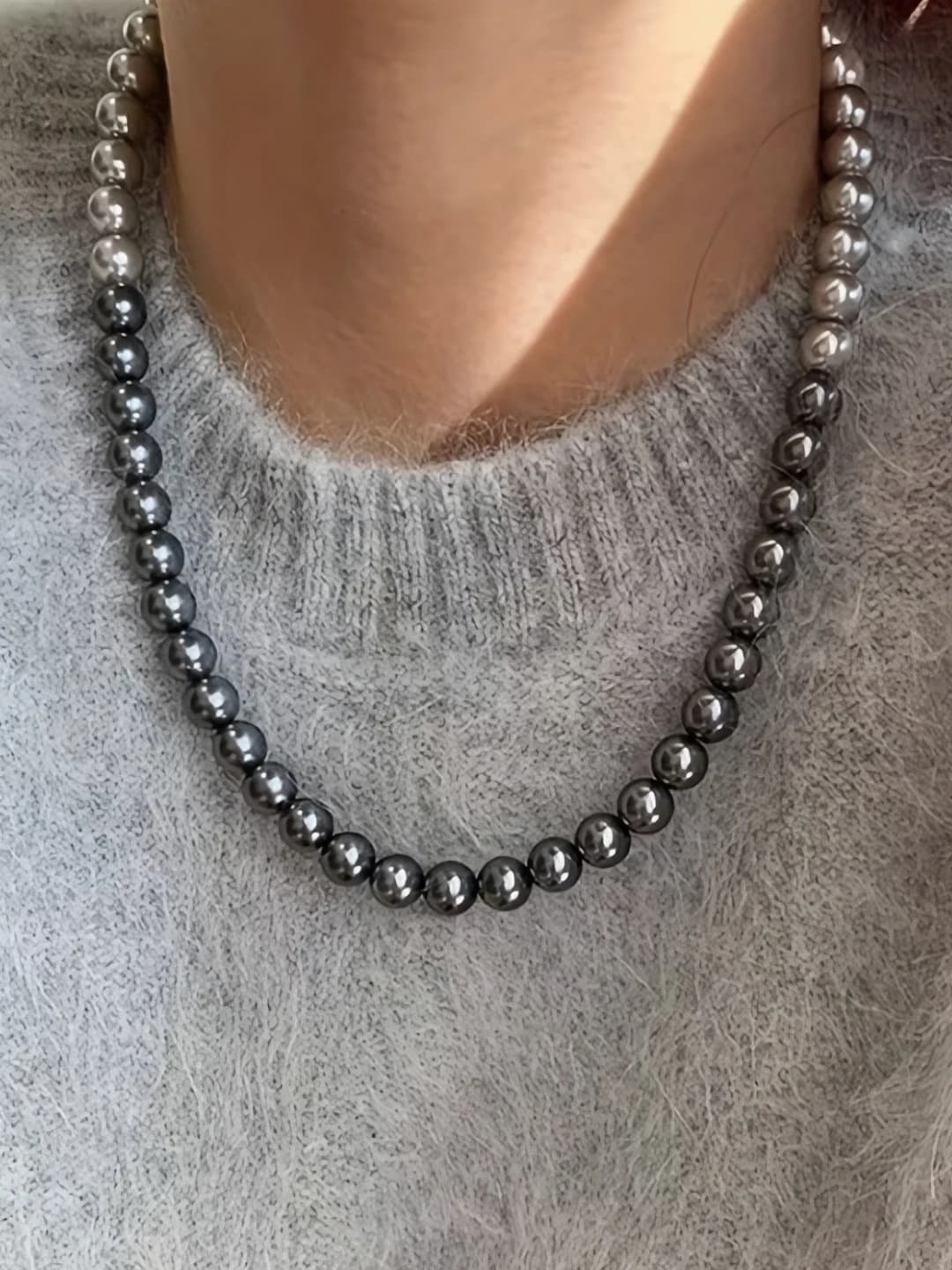 Women's mixed color pearl necklace, sweater chain, clavicle chain, design element: geometric, style: luxury, occasion: party