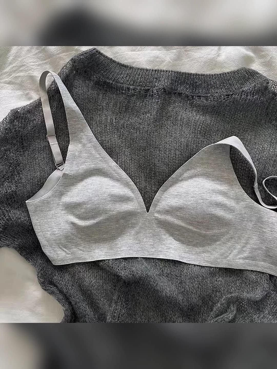 Women's seamless bra, visually minimizes large bust, side fat control, soft support, thin, spring-autumn, breathable, nylon