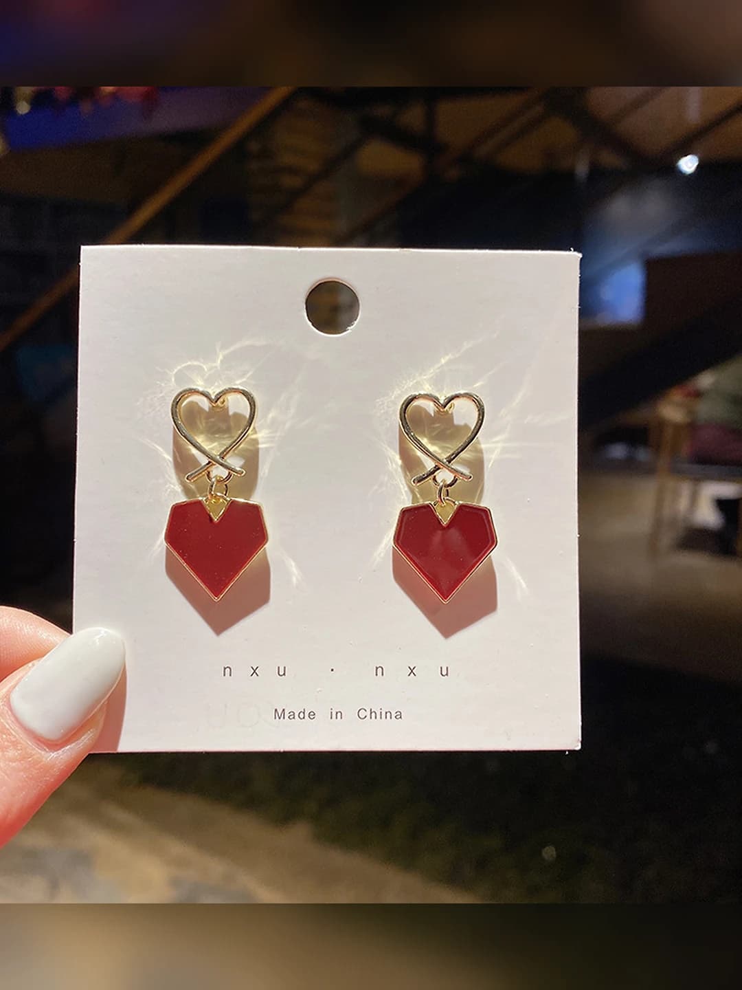 1# burgundy heart earrings