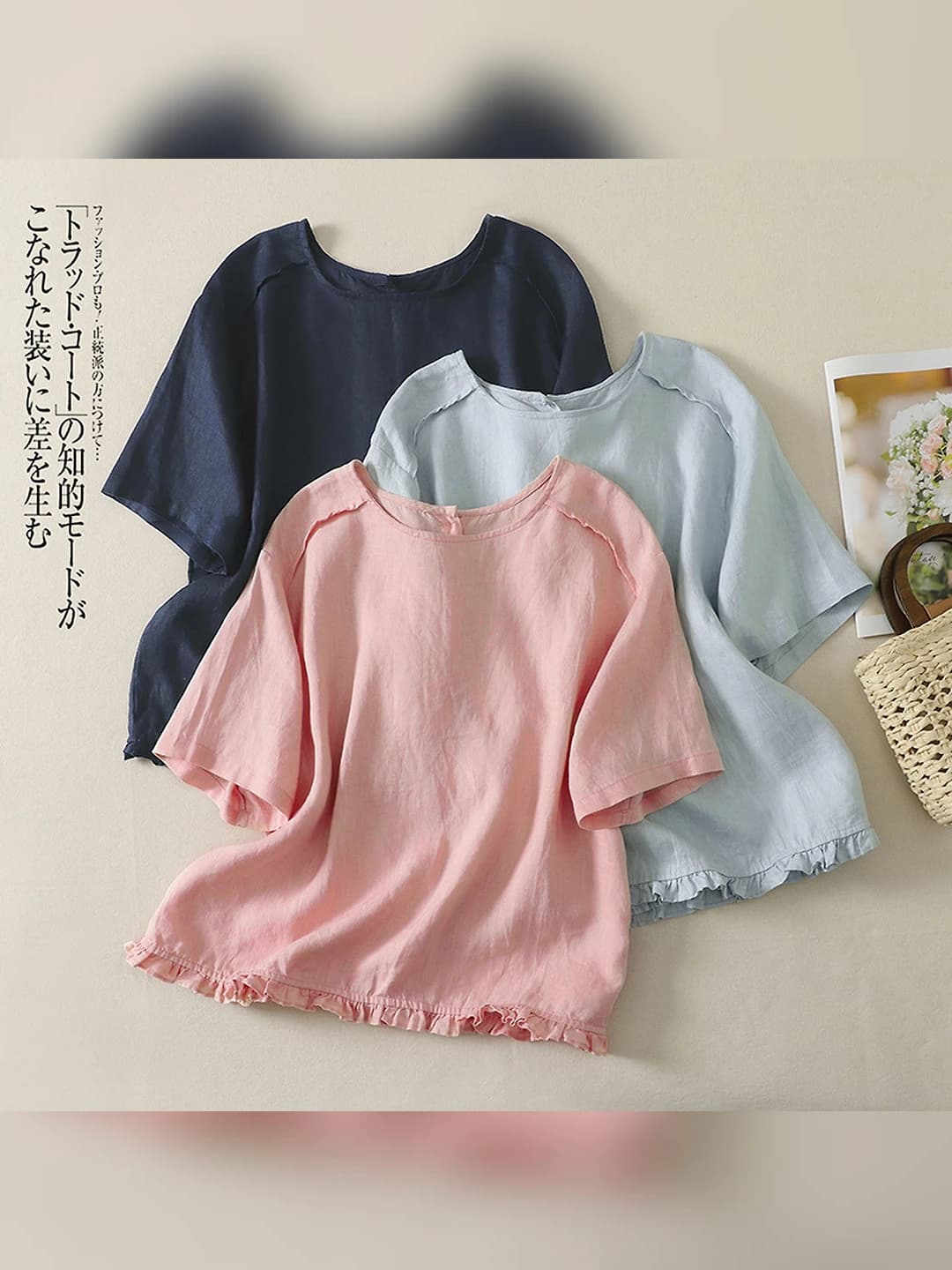 Women's short-sleeve t-shirt for summer 2026, solid colour, casual, loose fit