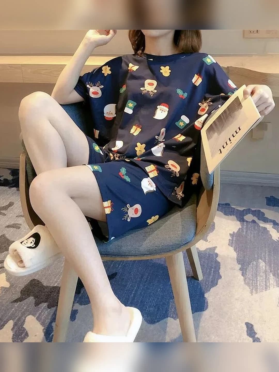 Double shorts - black-blue Christmas