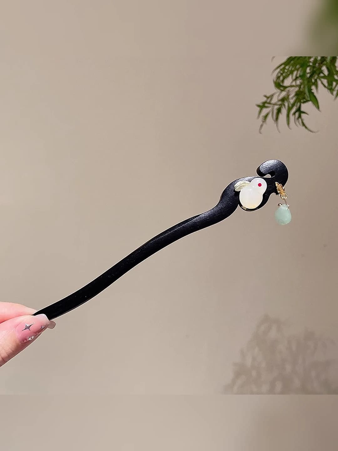 Green jade drop pendant hairpin