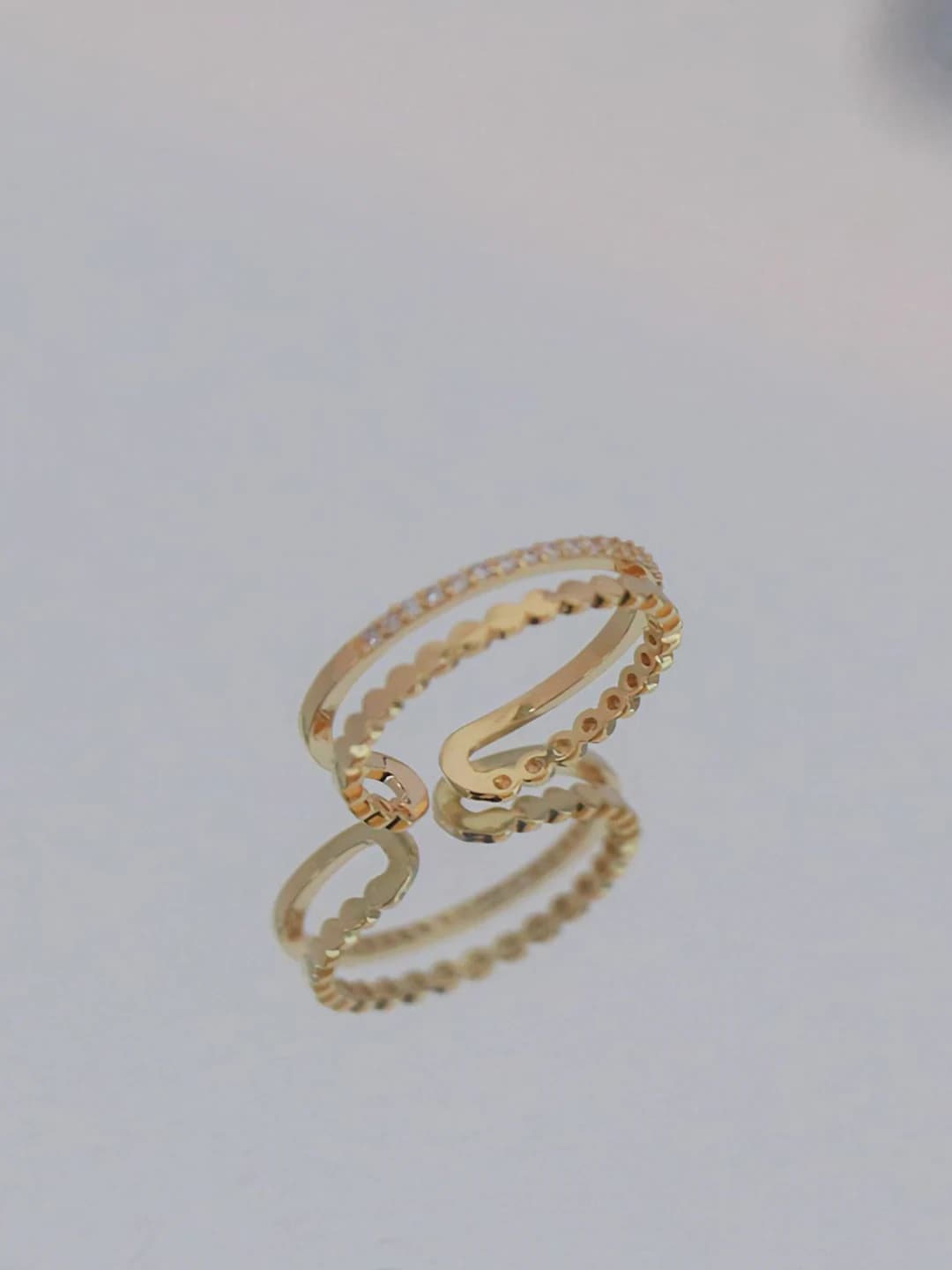 A038 Yellow gold honeycomb ring