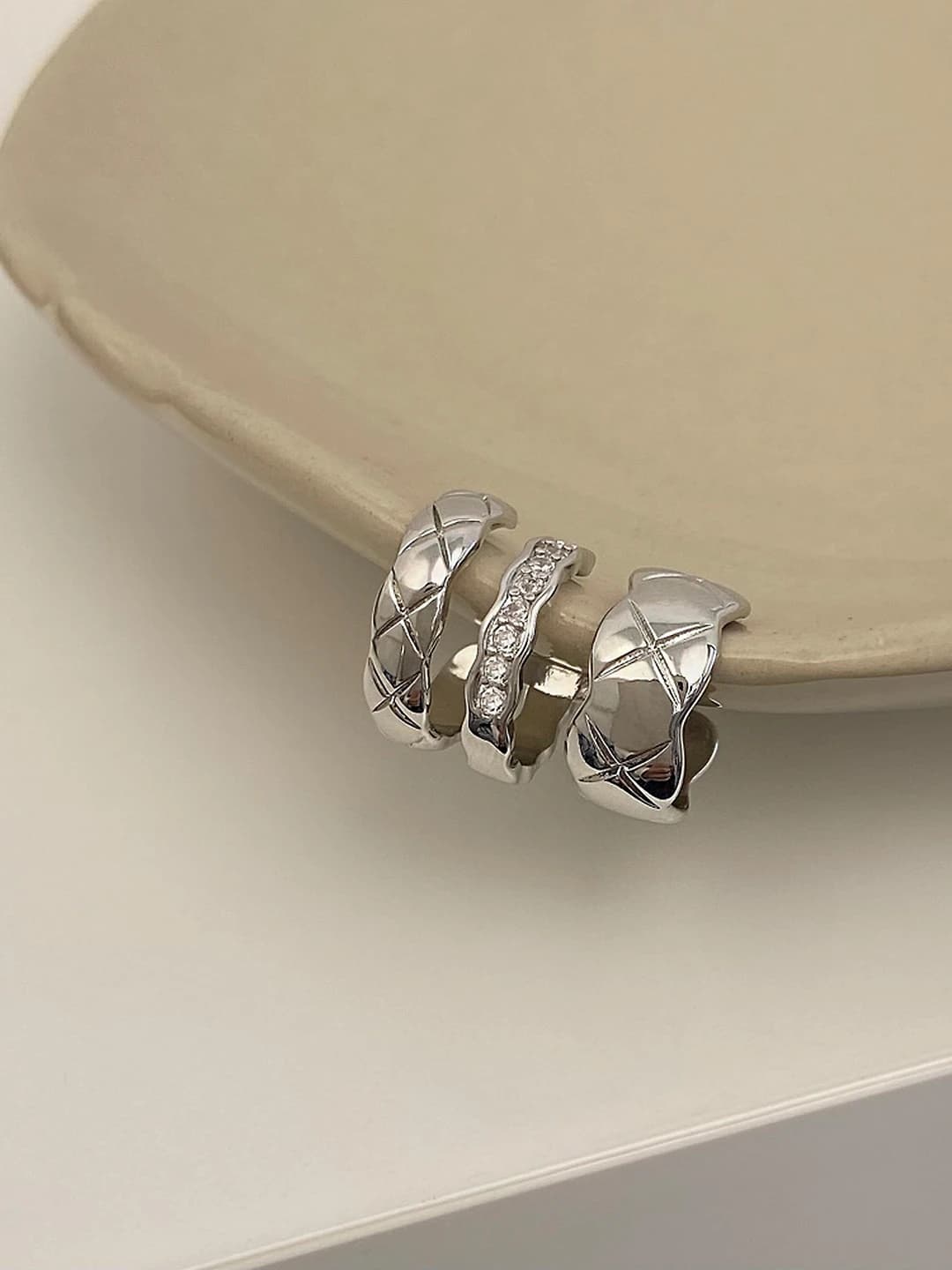 C-shape zircon silver ear cuff
