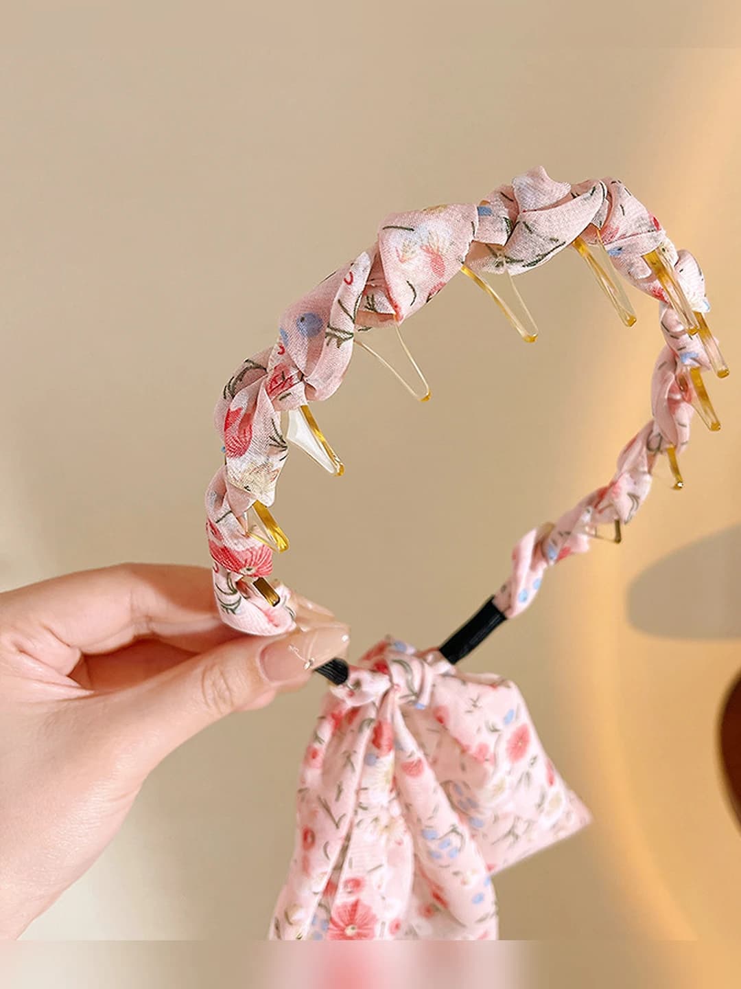 6# Pink floral comb ribbon