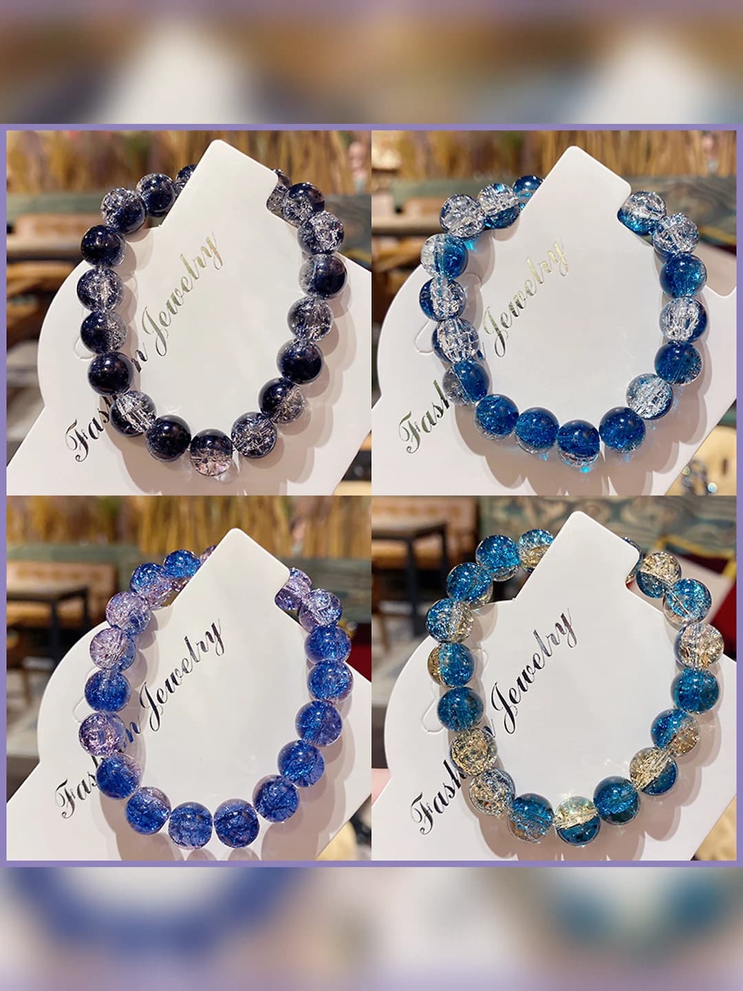Women's glass and glassware geometric crystal bracelet