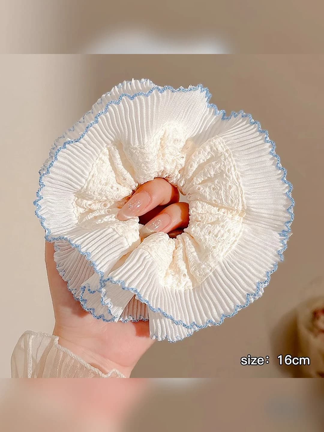 2# Двухслойный синий цветочный кружевной край - 16 см