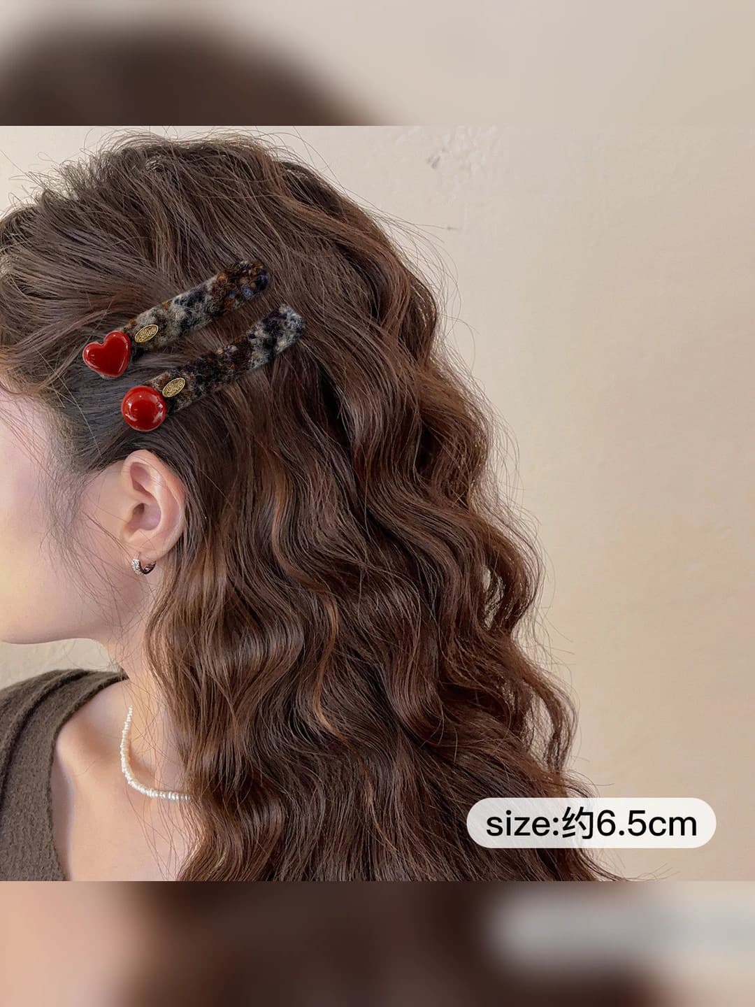 13# Pair of fluffy heart hair clips