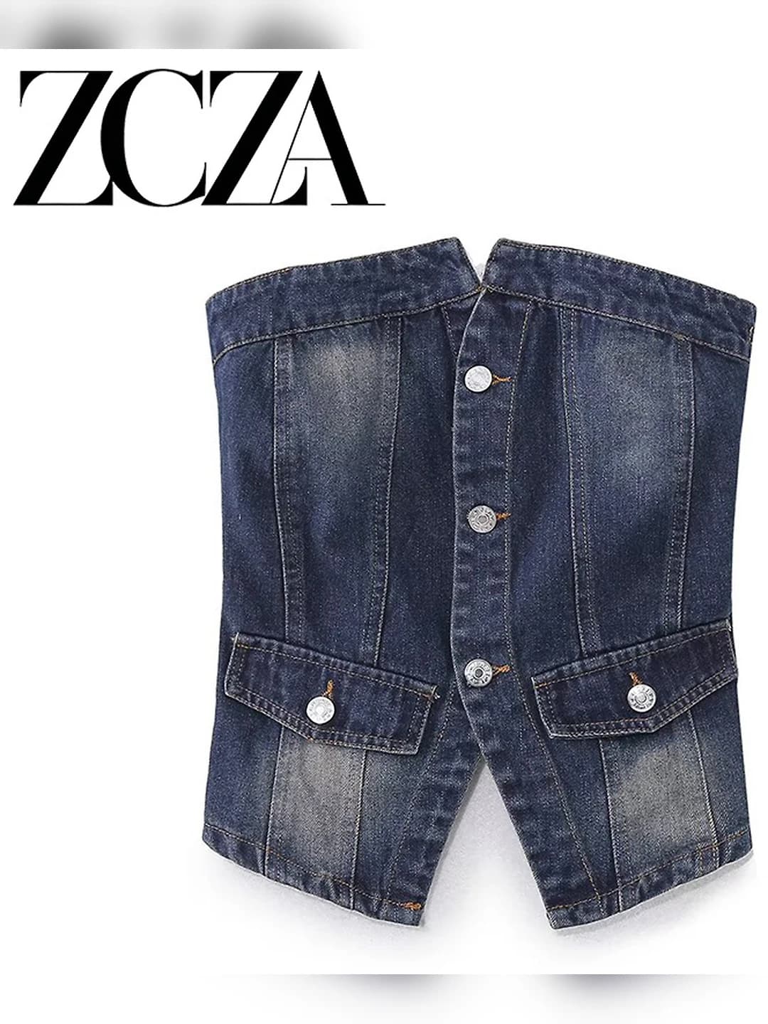 Women's denim corset, sleeveless, slim fit, solid colour, casual, all-season