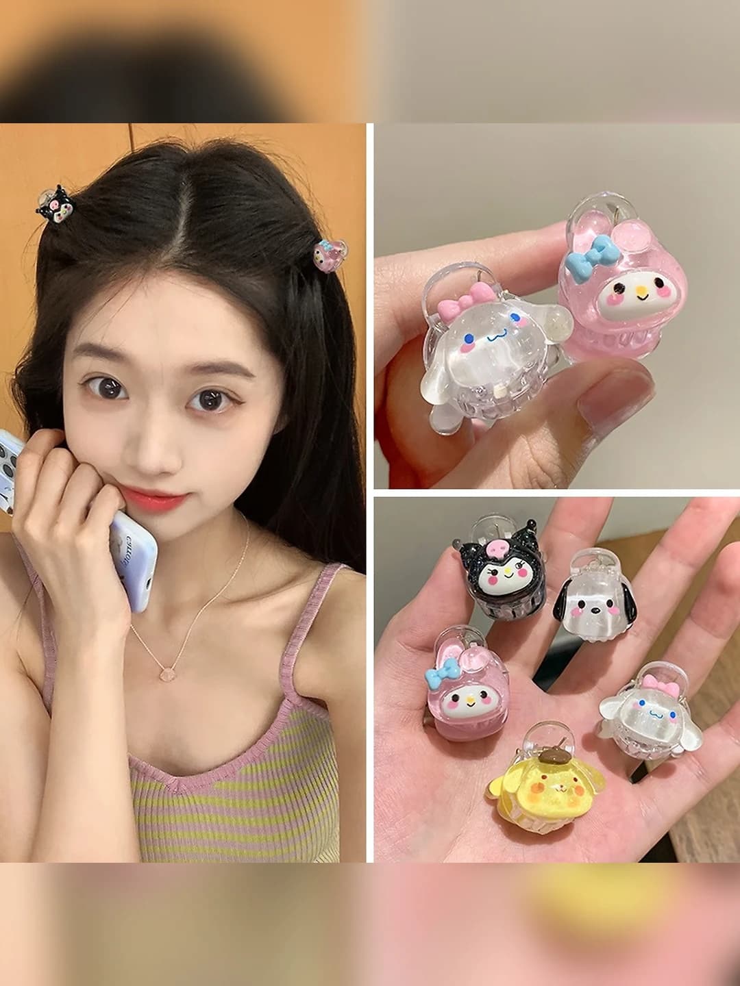 Women's hair clips and combs: small clip for high ponytail, bangs clip, plastic/resin, 1 pc