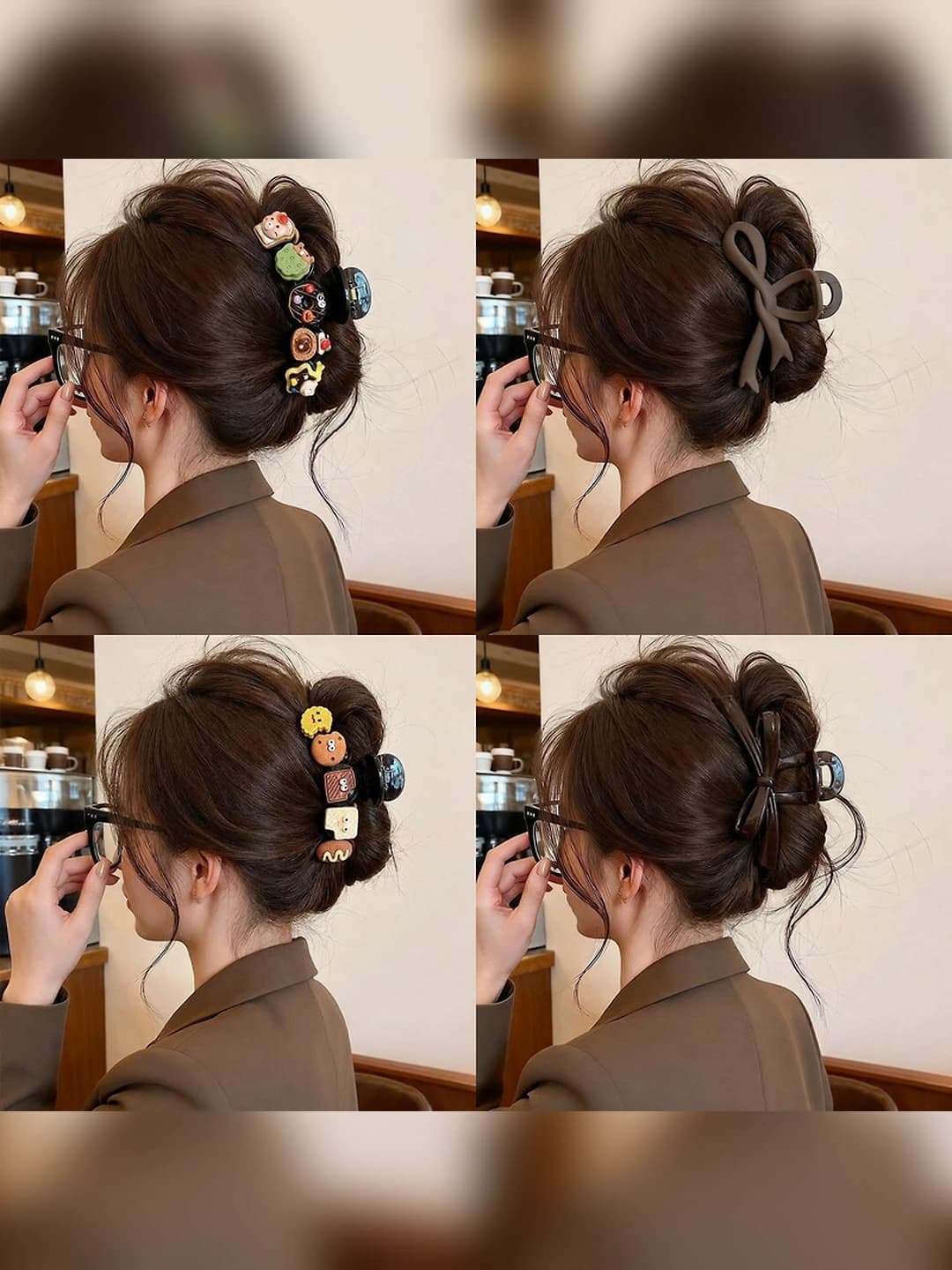 Women's hair clips and combs: 2026, Japan-Korea style, handmade, mixed material, design elements: bow, irregular, geometric
