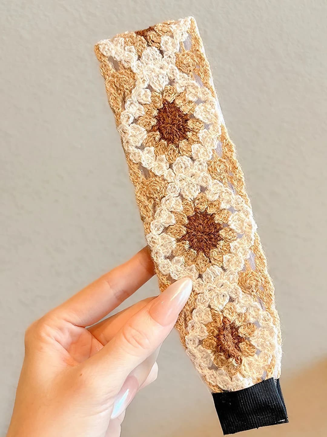 Beige-coffee floral, width 5 cm, length 36 cm