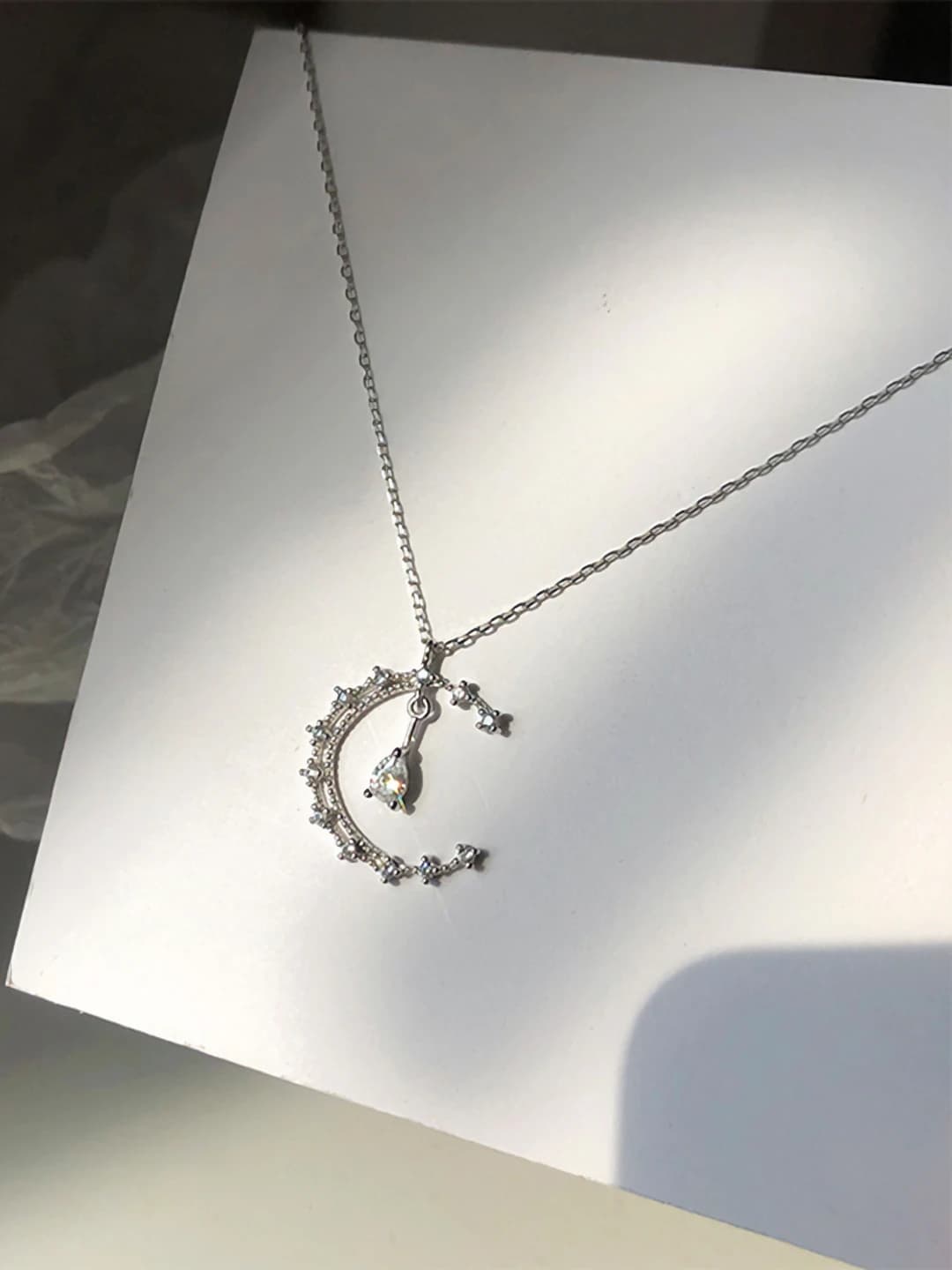 Silver moon goddess necklace