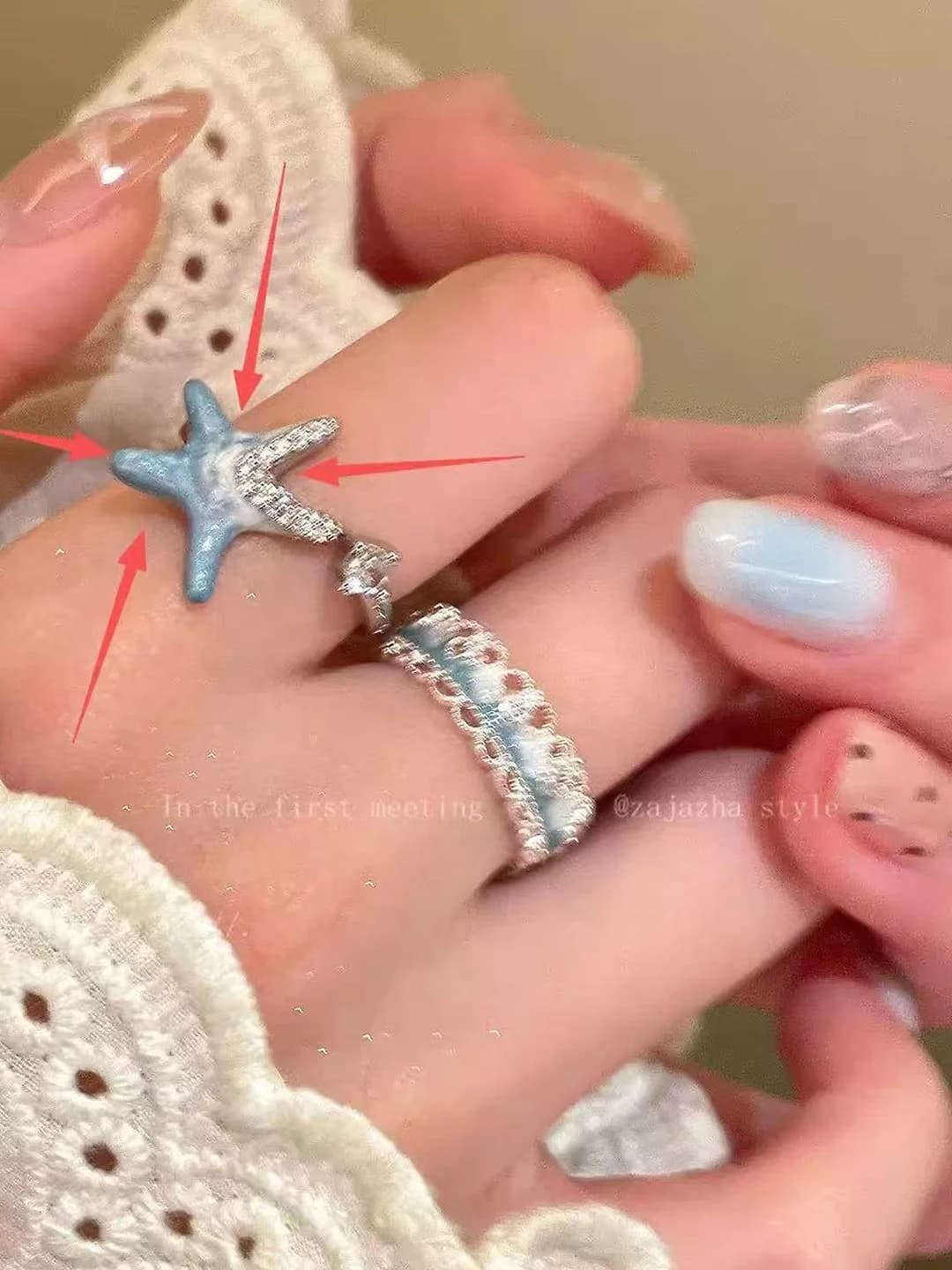 9# blue starfish ring