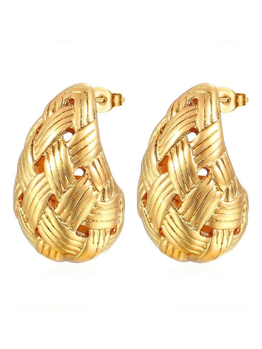 Grid pattern teardrop gold