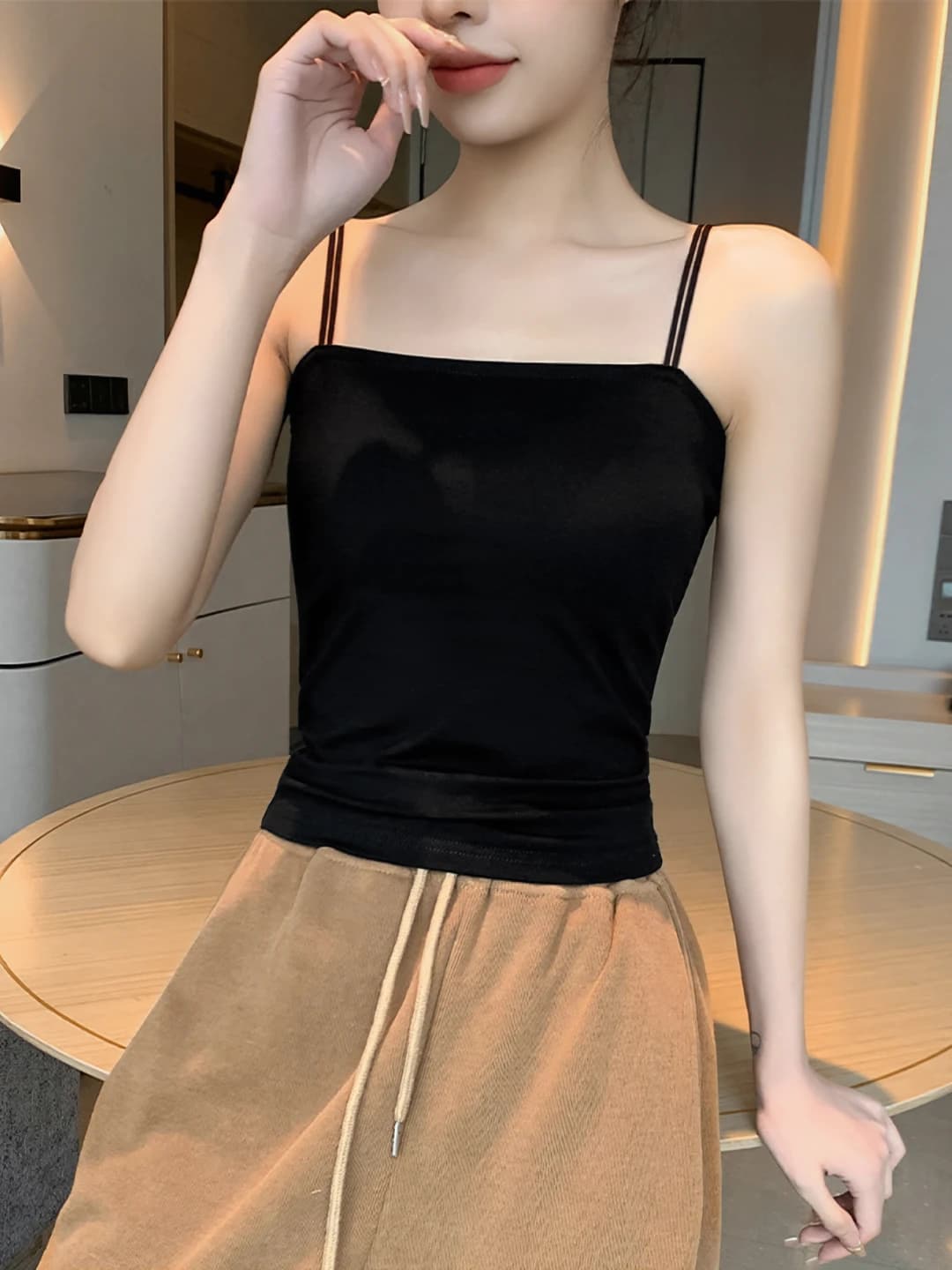 Women's pure cotton tank top, slim fit, sleeveless, solid colour, spring-summer, for inner or outer wear