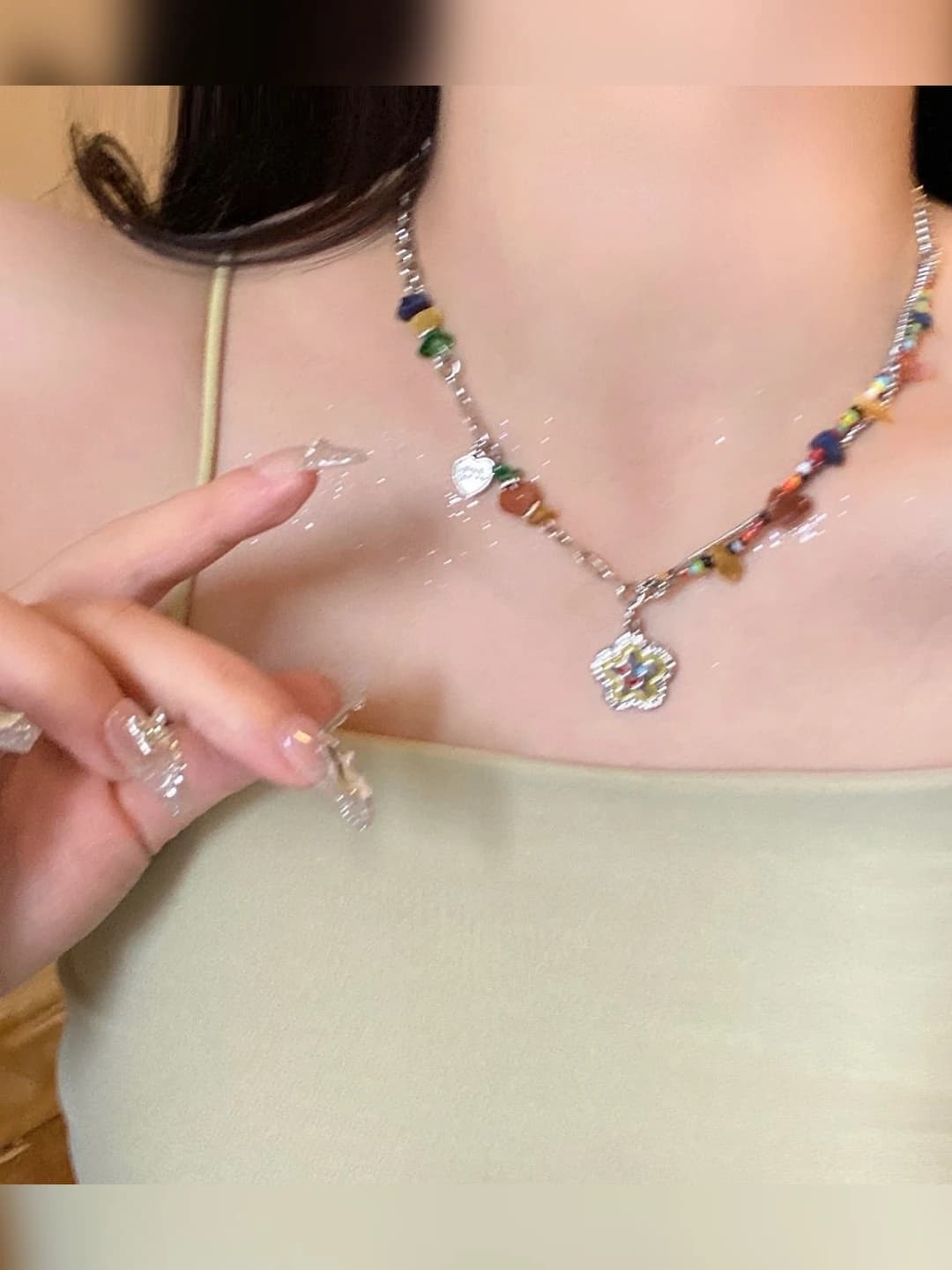 Rainbow stone smile bracelet