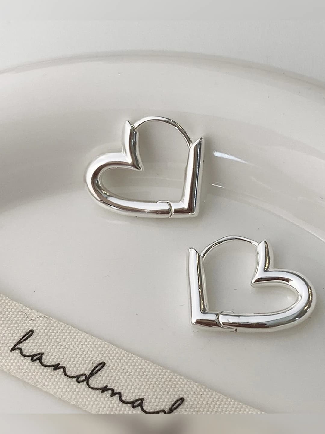 Silver heart earrings