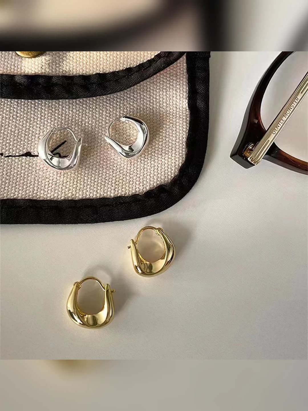 Women's geometric metal stud earrings, zinc alloy, simple style