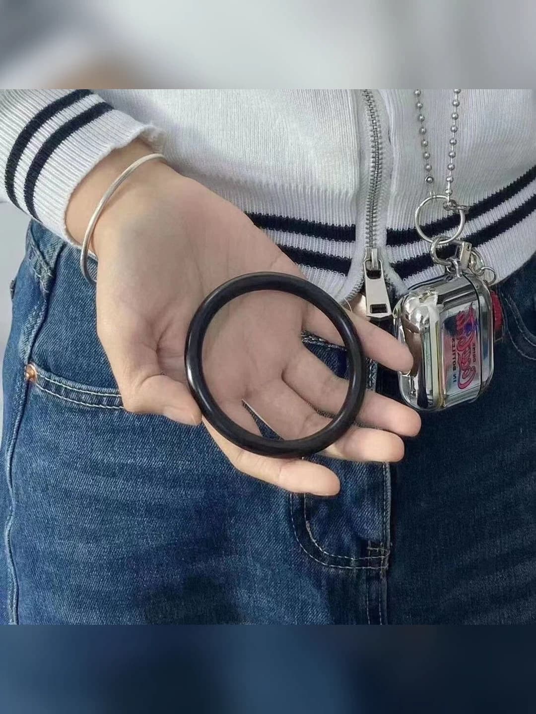 Толстый браслет, чёрный, 58mm