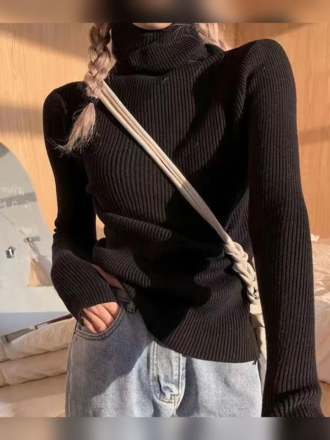 Black, high neck