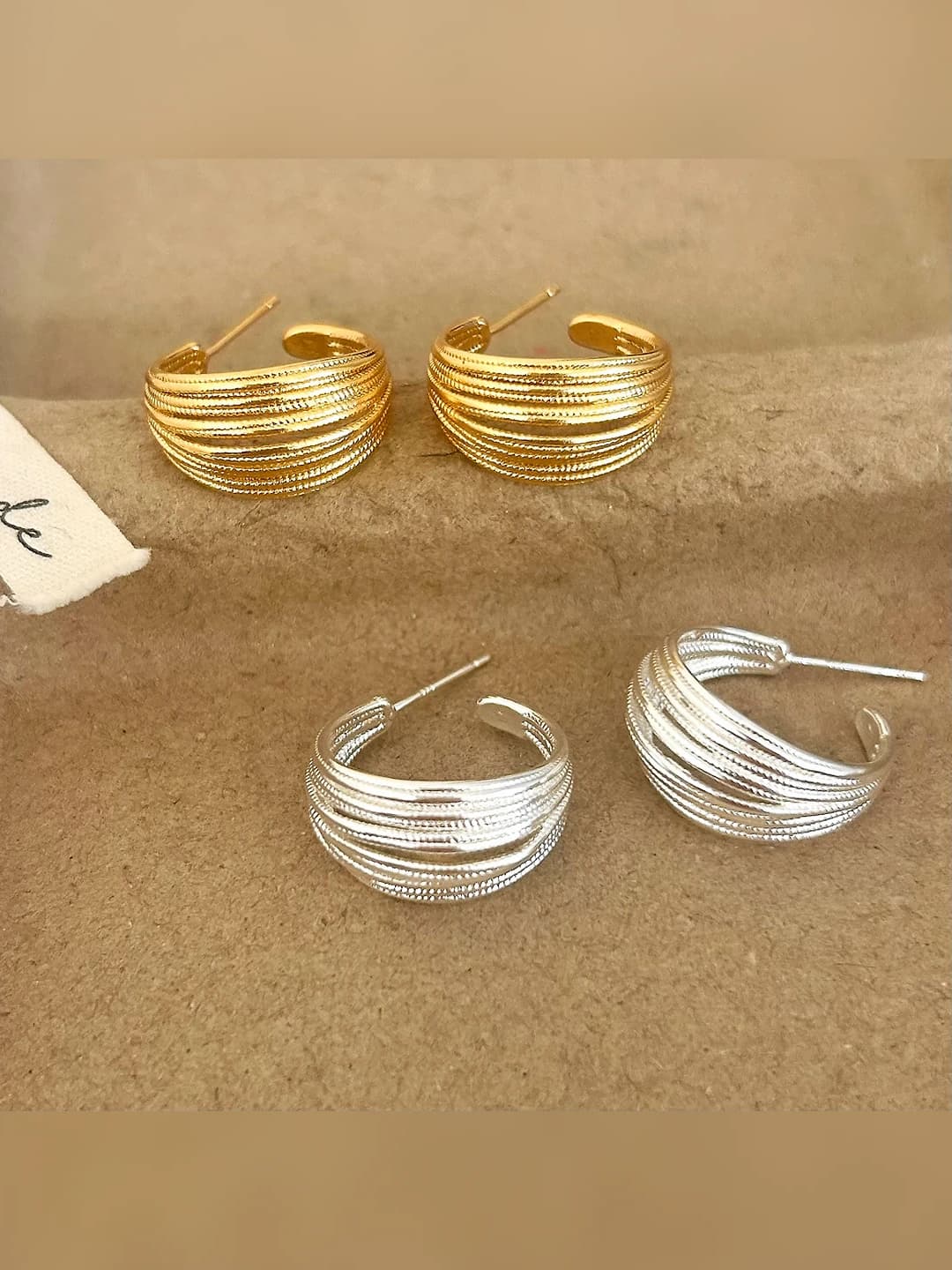 Женские серьги-гвоздики из меди с покрытием 18k серебра в простом стиле с геометрическим дизайном