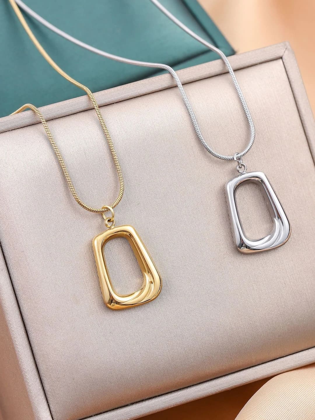 Women's summer geometric square titanium steel necklace in Korean style