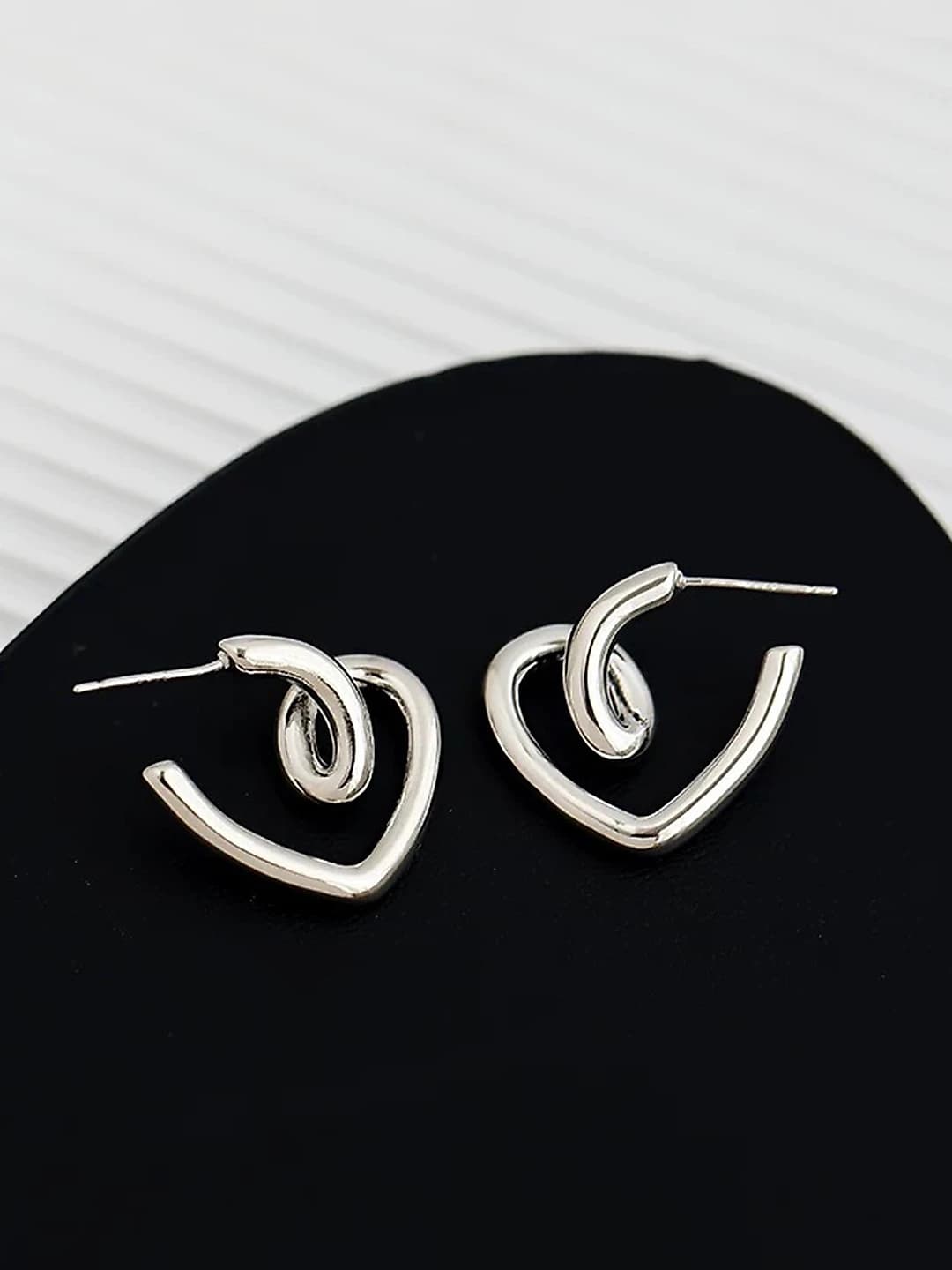 Silver heart stud earrings