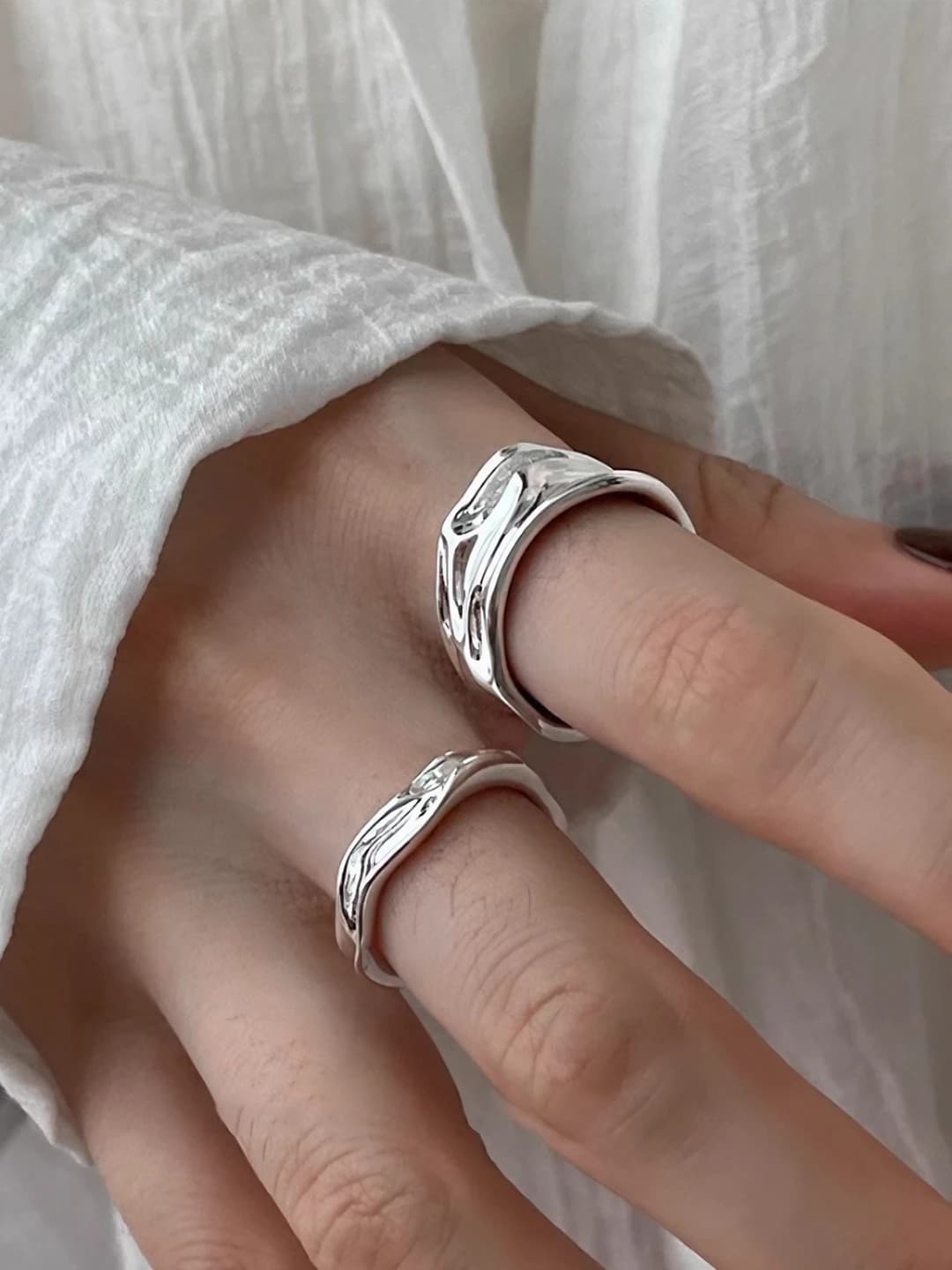 Women's Korean style minimalist open ring, geometric design, made of brass