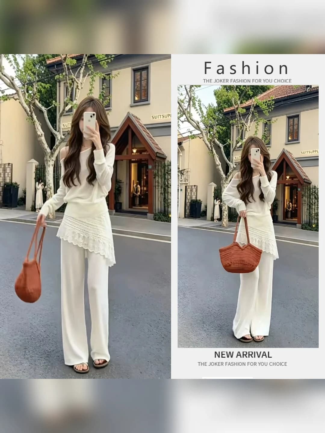 Women's off-shoulder knitted long-sleeve top, solid colour, cropped, slimming