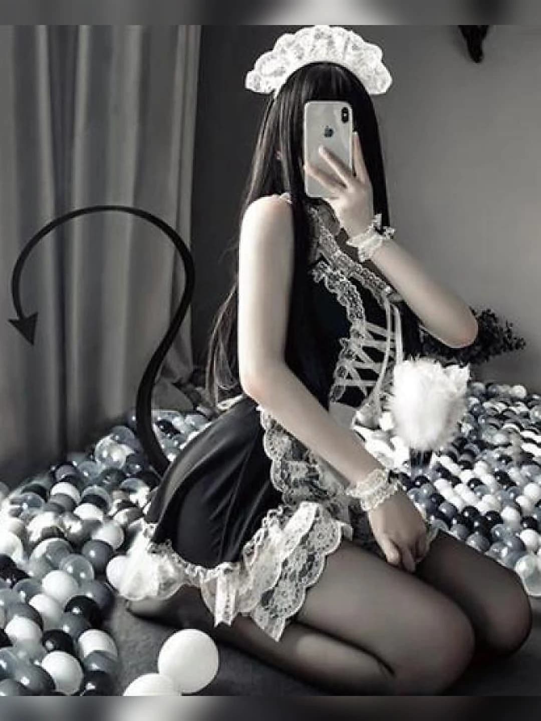 Women's maid costume / cosplay lingerie dress, medium thickness, all-season