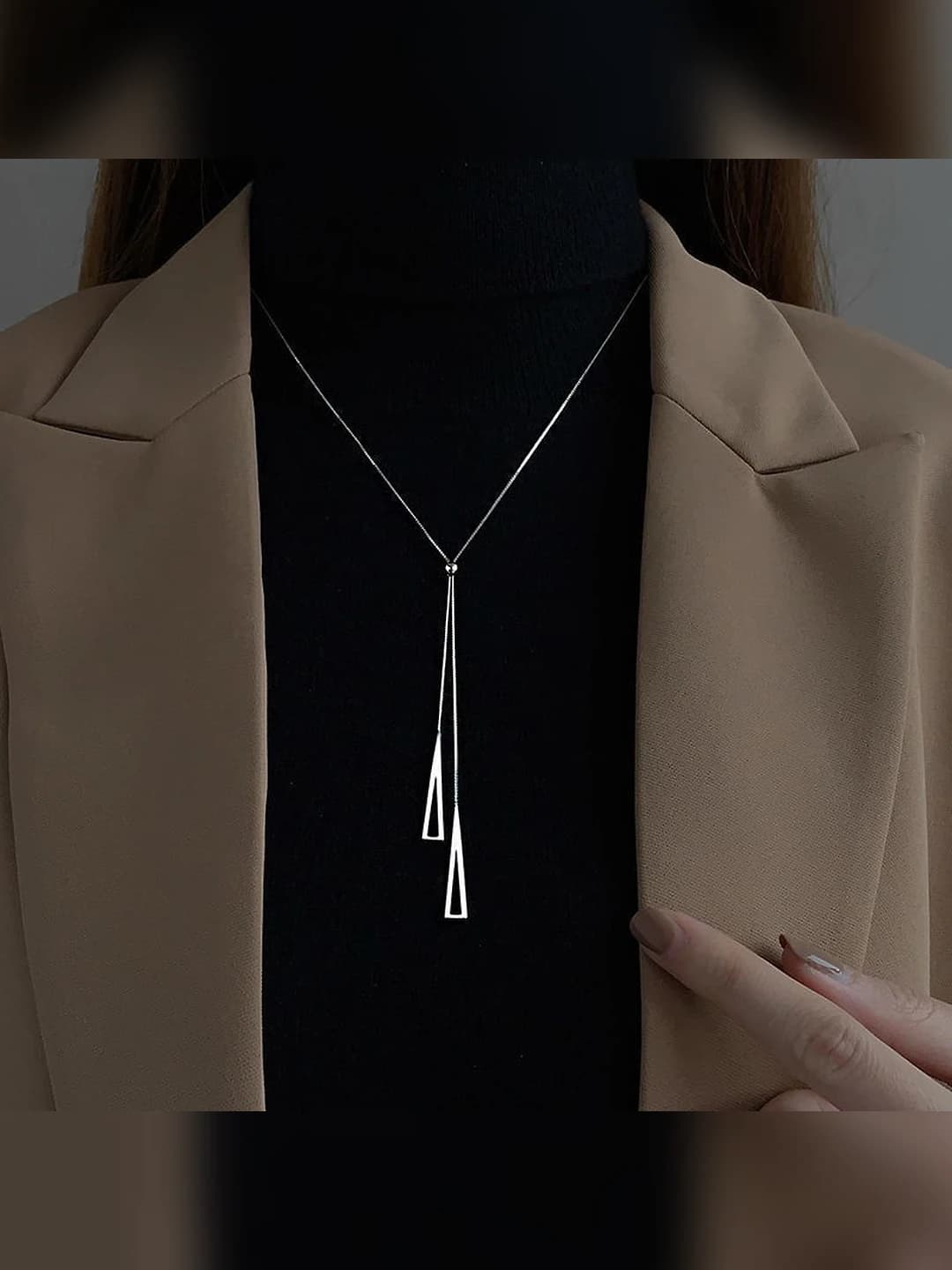 Silver inverted triangle