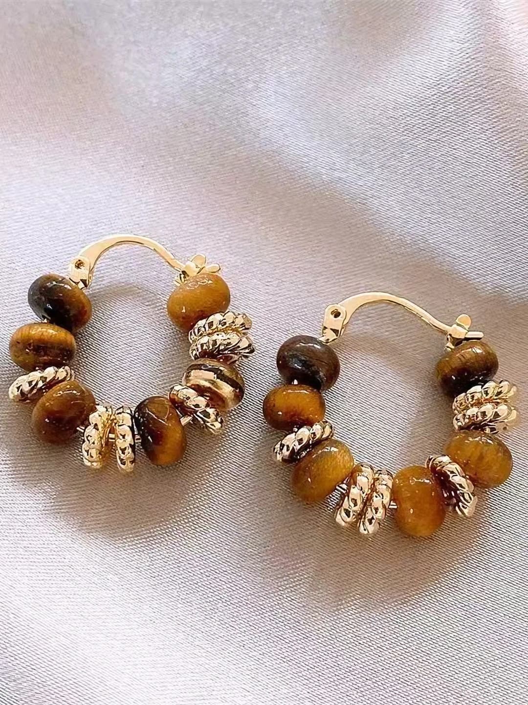 Янтарные бусины серьги