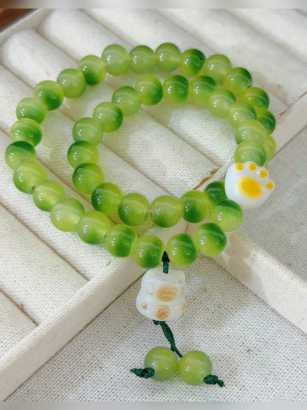 M428 Teal grape double circle cat paw bracelet