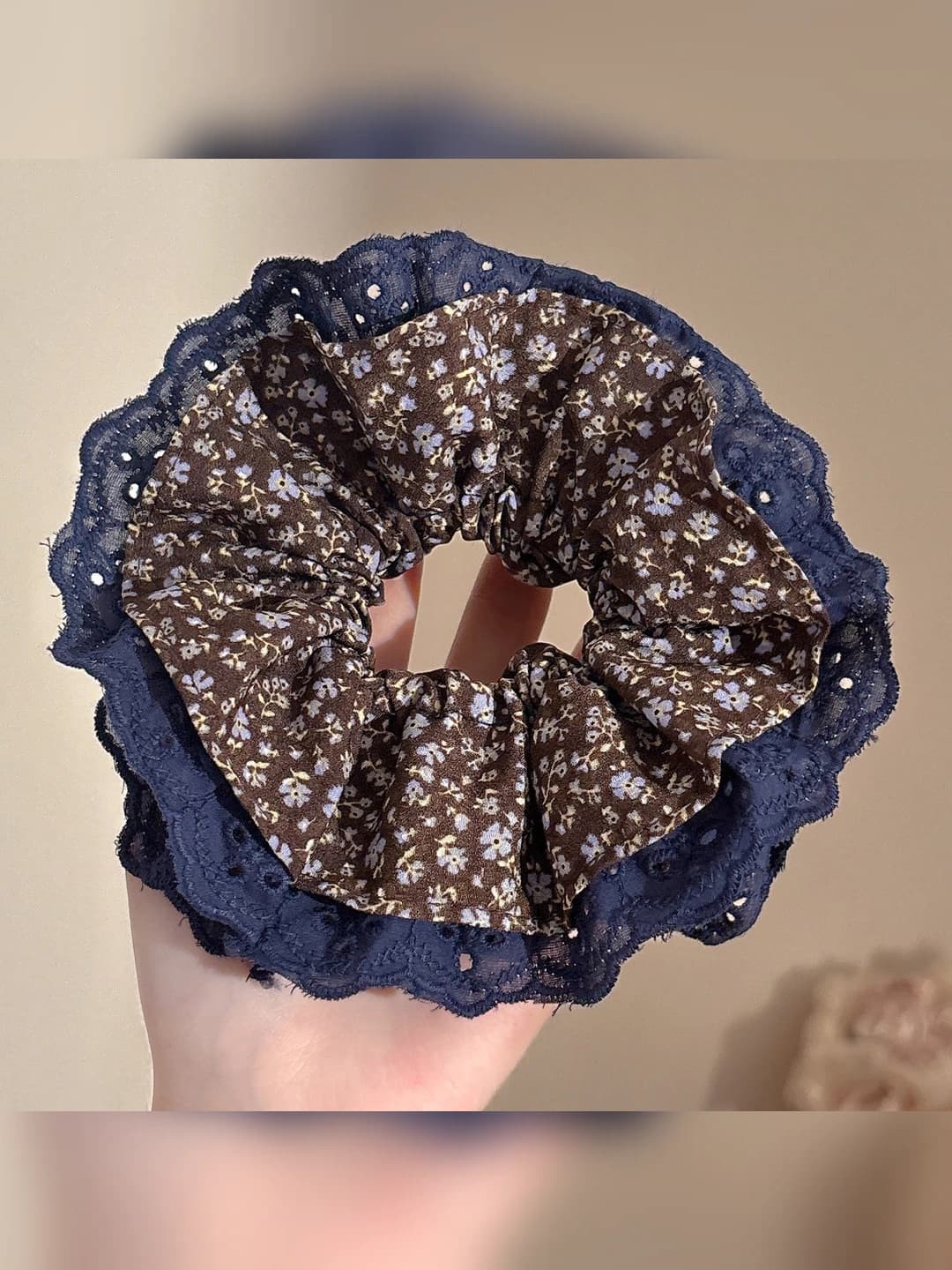 1# Тёмно-синий, кружево, цветочный, ~16 см