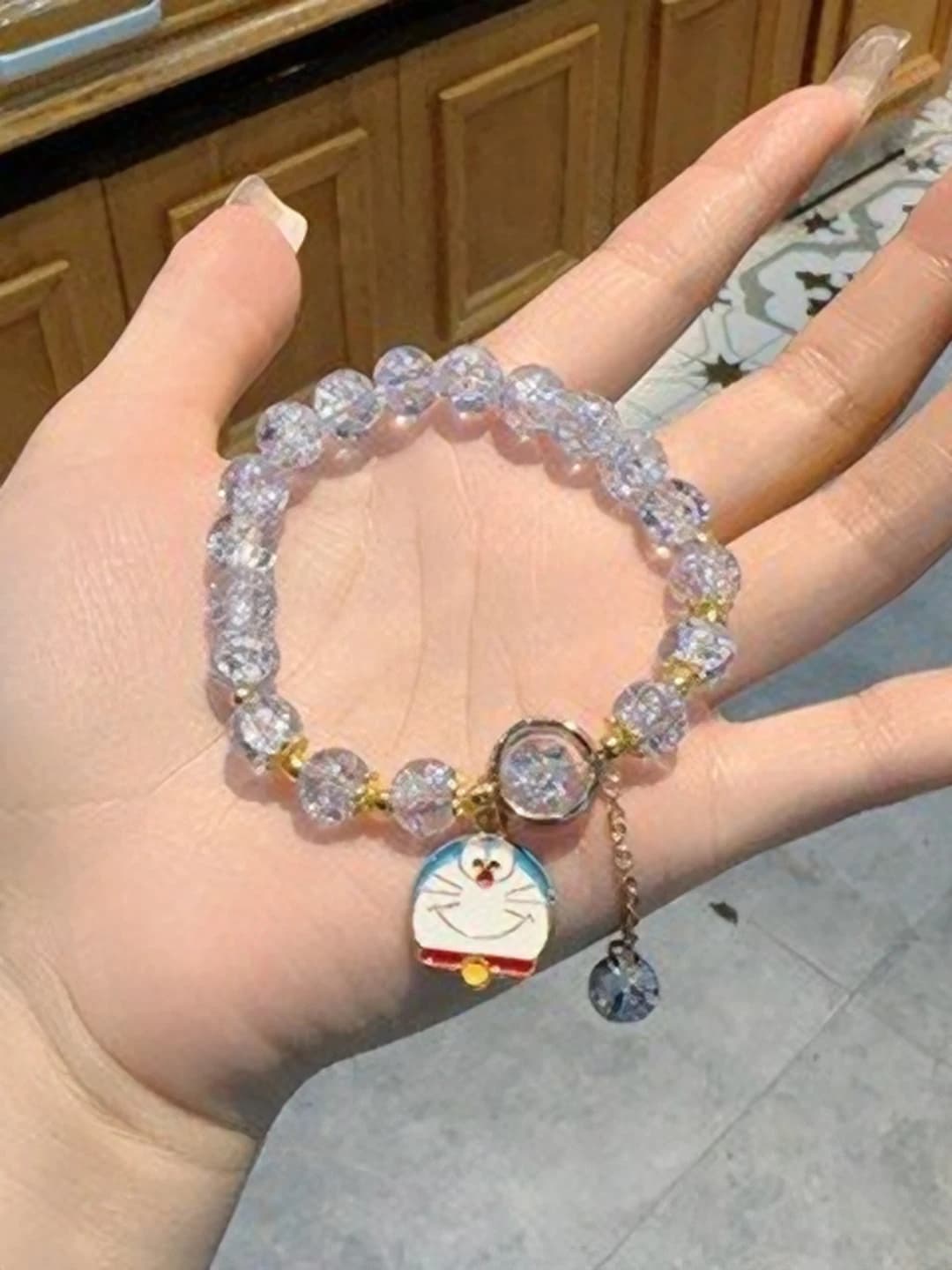 Blue Doraemon engraved bracelet
