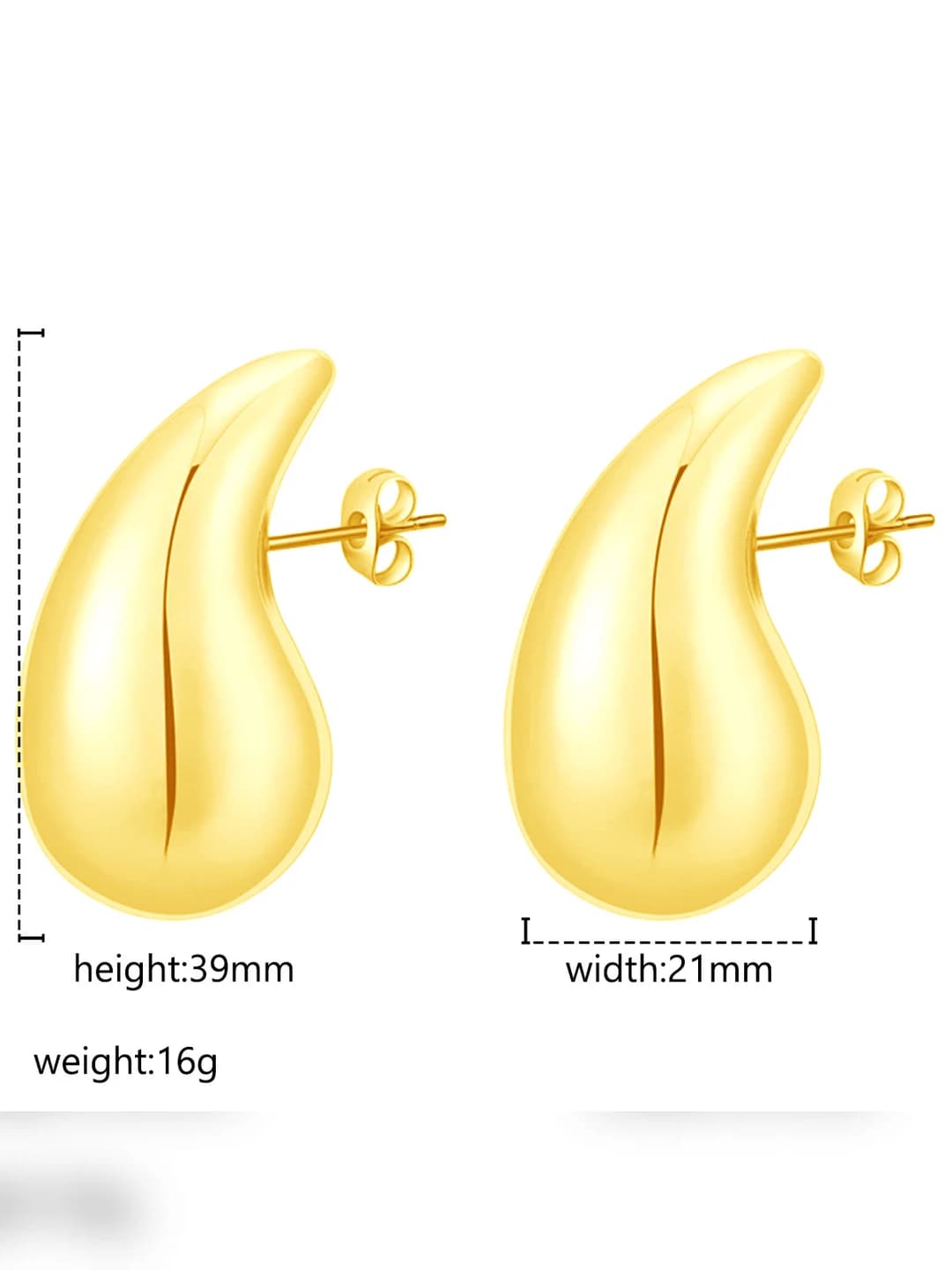 Large teardrop gold