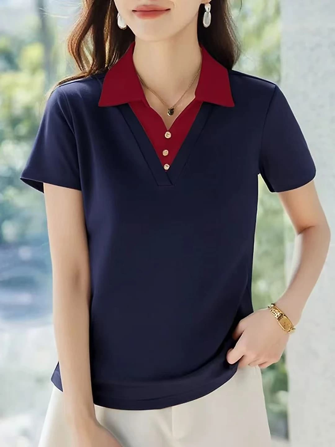 Navy with red