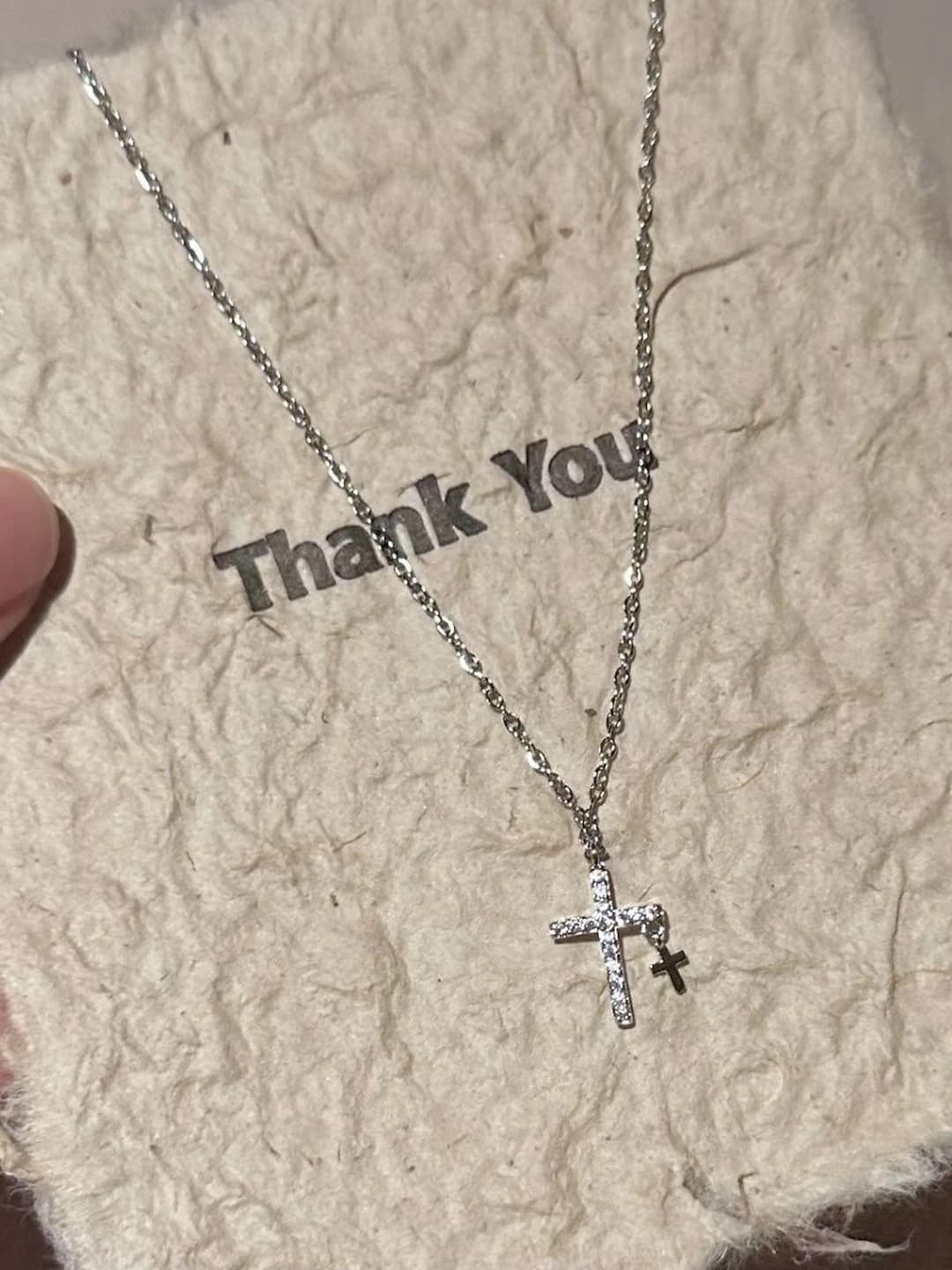Women's cross chain necklace, for winter sweater, natural style