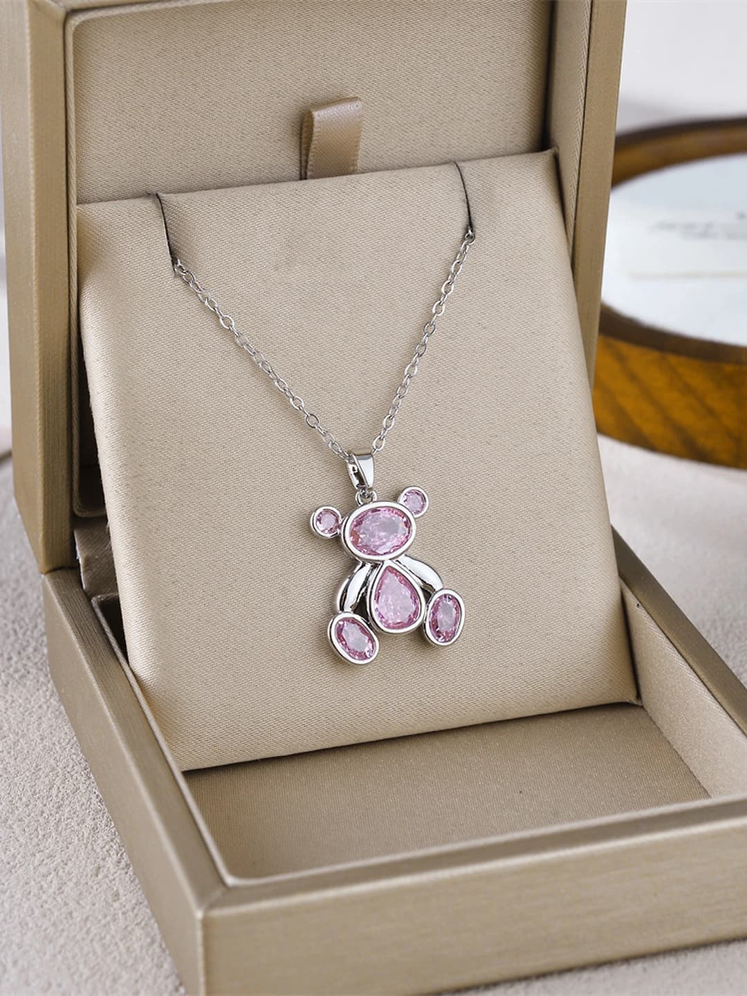 Silver bear, pink