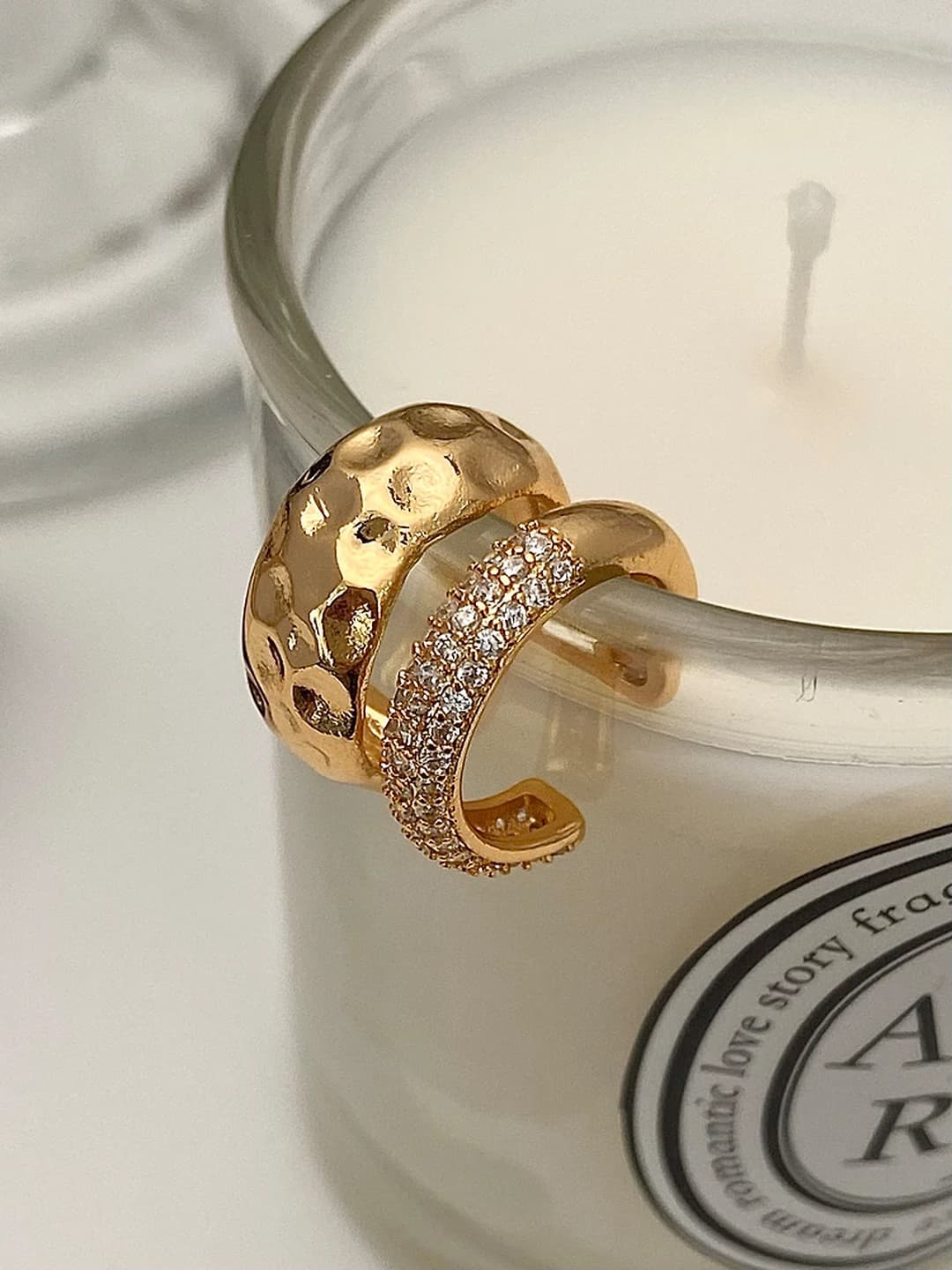 Gold ear cuff with zircon