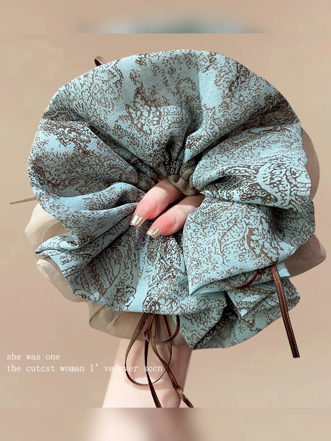 Ko'k asos kofe chiziqli soch tasmasi - 16 cm