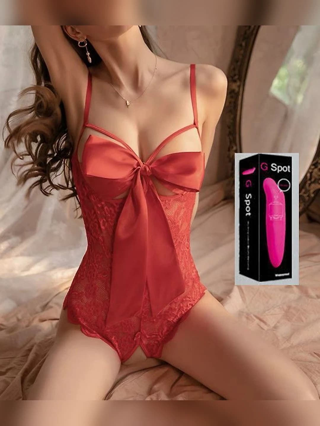 Crotchless (Red) + Dolphin stick
