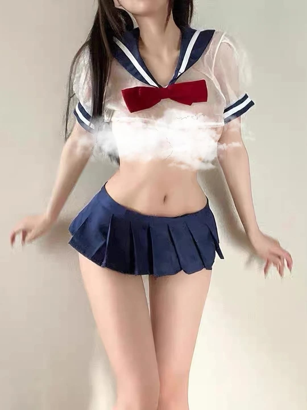 Blue-white [top, skirt, panties]