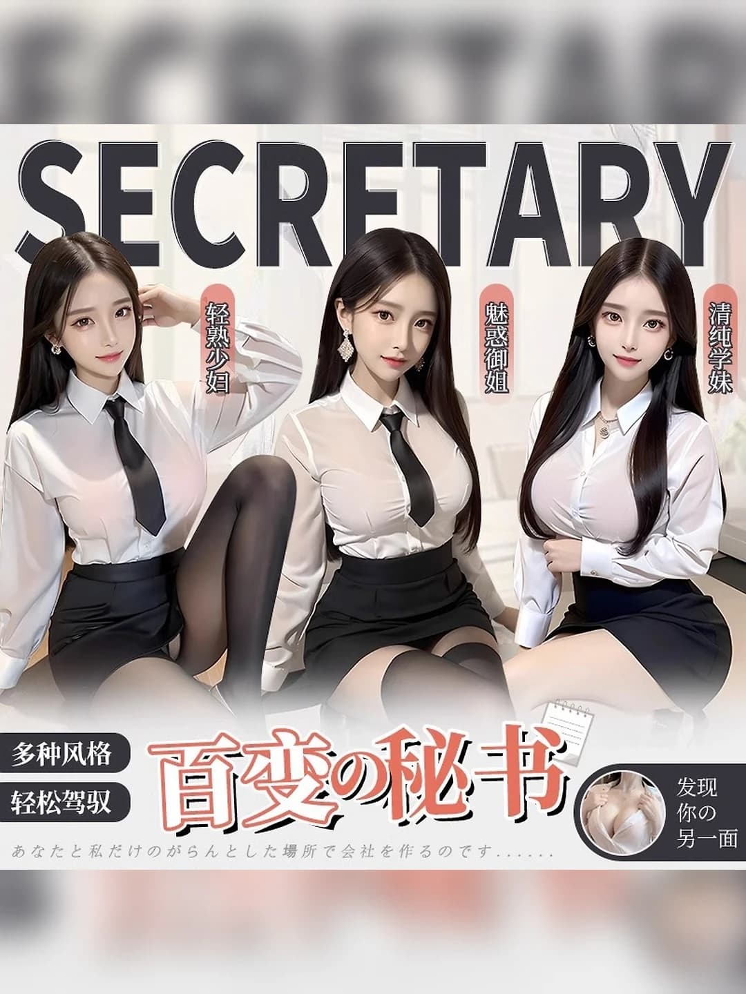 Women's secretary role-play lingerie set: polyester fabric, main fabric share under 30%