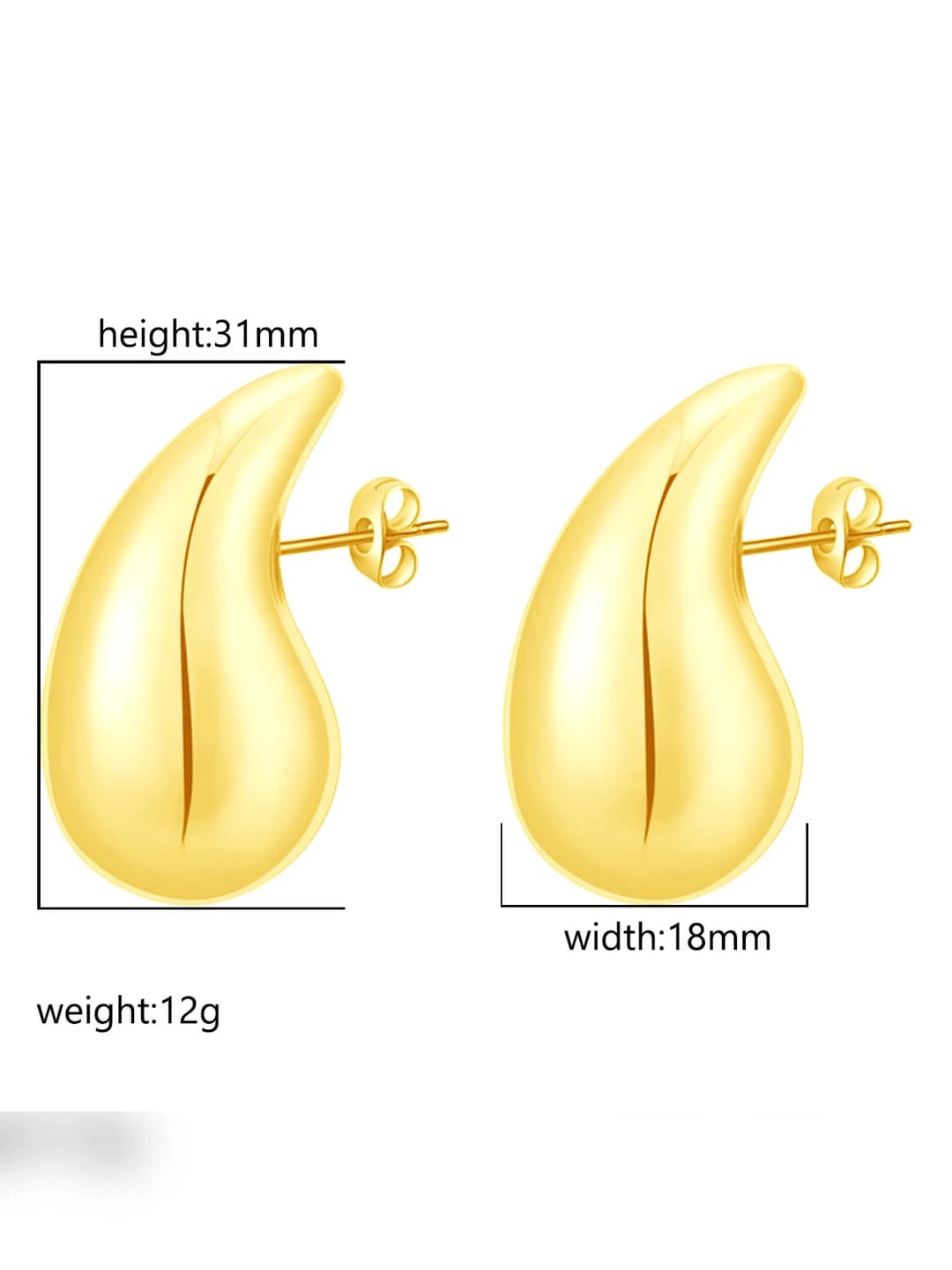 Medium teardrop, gold